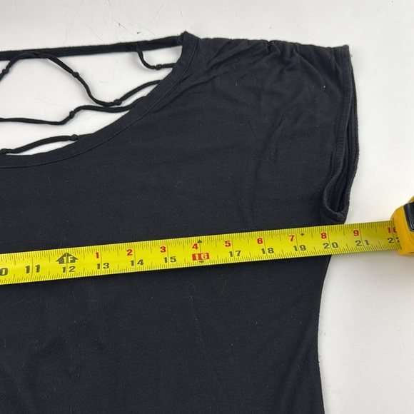 Sis Sis Black Whimsigoth Black Knit Open Back Short Sleeve T-Shirt - Picture 2 of 8